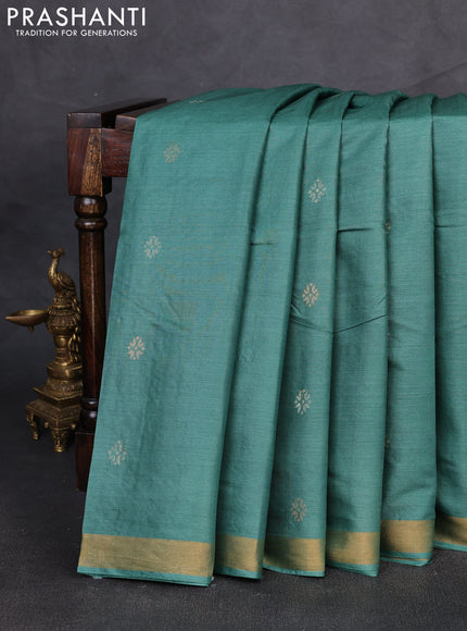 Banana silk saree green with allover thread & zari woven buttas and zari woven border
