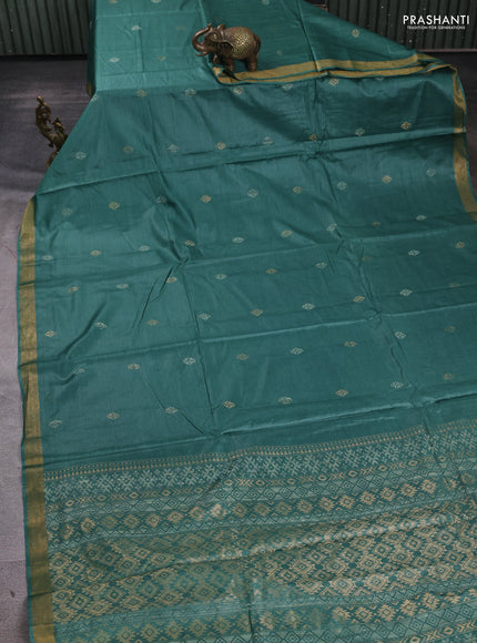 Banana silk saree green with allover thread & zari woven buttas and zari woven border