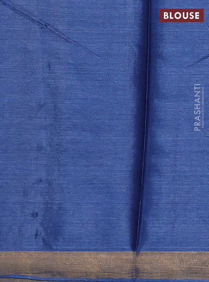 Banana silk saree blue with silver & gold zari woven buttas and zari woven border