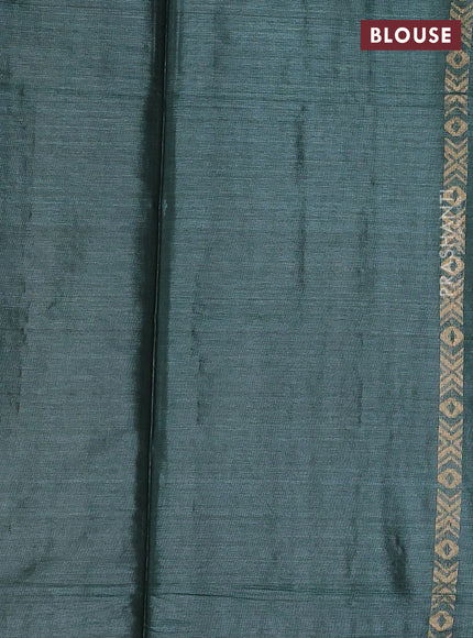 Banana silk saree green with silver & gold zari woven buttas and zari woven border