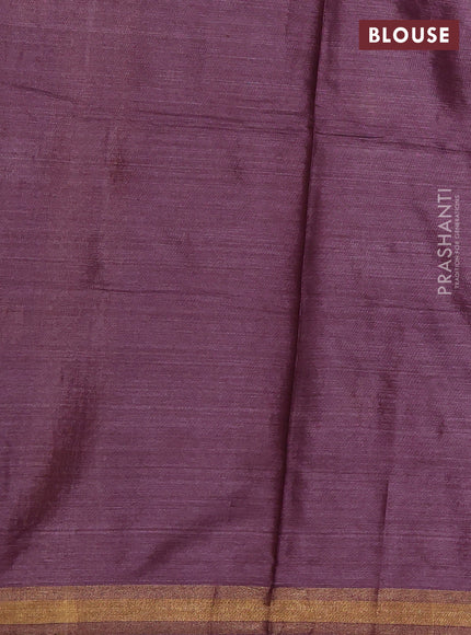 Banana silk saree wine shade with silver & gold zari woven buttas and zari woven border