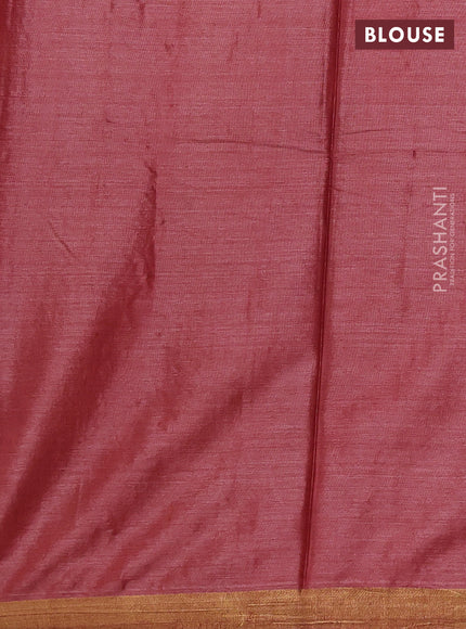 Banana silk saree maroon with silver & gold zari woven buttas and zari woven border