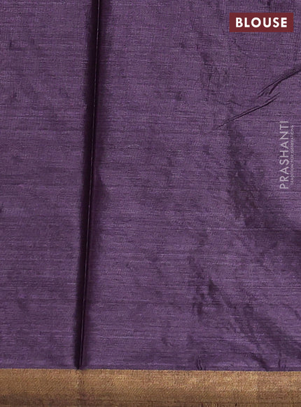 Banana silk saree purple with silver & gold zari woven buttas and zari woven border