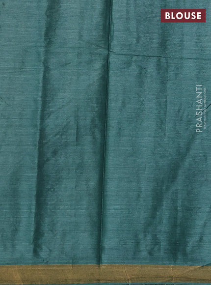 Banana silk saree green with silver & gold zari woven buttas and zari woven border