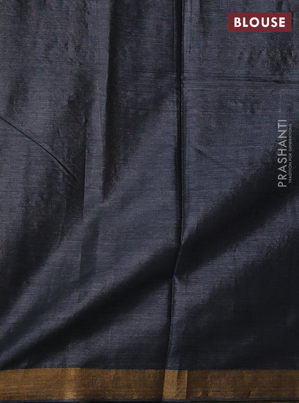 Banana silk saree elephant grey with silver & gold zari woven buttas and zari woven border