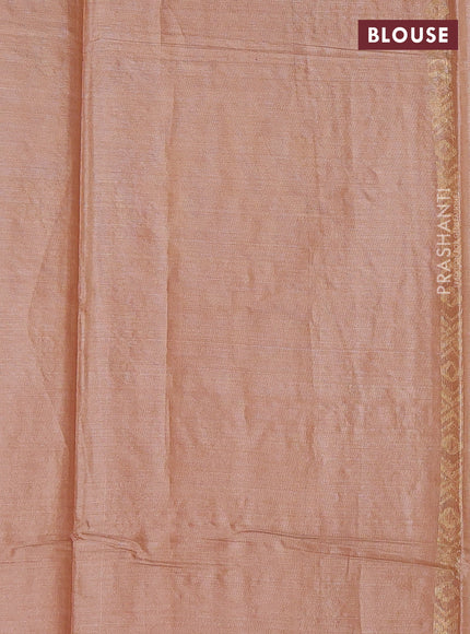Banana silk saree sandal with silver & gold zari woven buttas and zari woven border