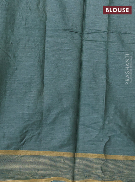 Banana silk saree olive green with thread & zari woven buttas and zari woven border
