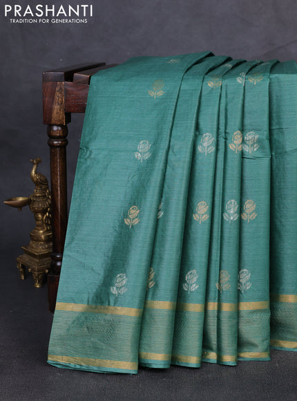 Banana silk saree green shade with thread & zari woven buttas and zari woven border