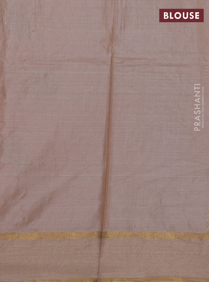 Banana silk saree peach shade with thread & zari woven buttas and zari woven border
