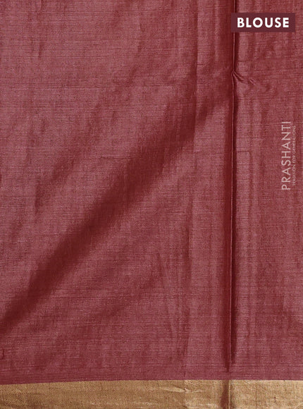 Banana silk saree rust shade with allover zari weaves and zari woven border