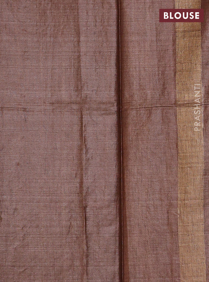 Banana silk saree pastel brown with allover zari weaves and zari woven border