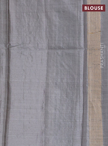 Banana silk saree grey with allover zari weaves and zari woven border