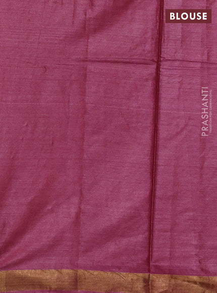 Banana silk saree magenta pink with thread & zari woven buttas and zari woven border