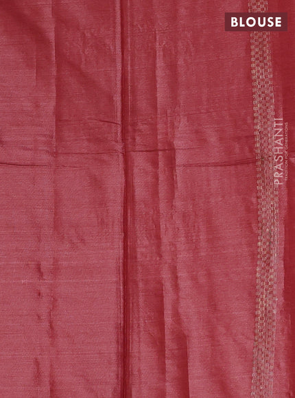 Banana silk saree dark peach with thread & zari woven buttas and zari woven border