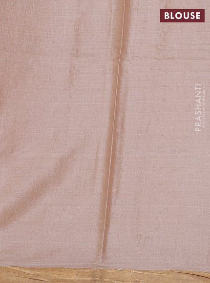 Banana silk saree sandal with thread & zari woven buttas and zari woven border