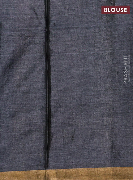 Banana silk saree elephant grey with thread & zari woven buttas and zari woven border