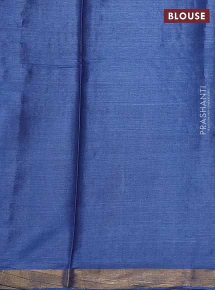 Banana silk saree blue with thread & zari woven buttas and zari woven border