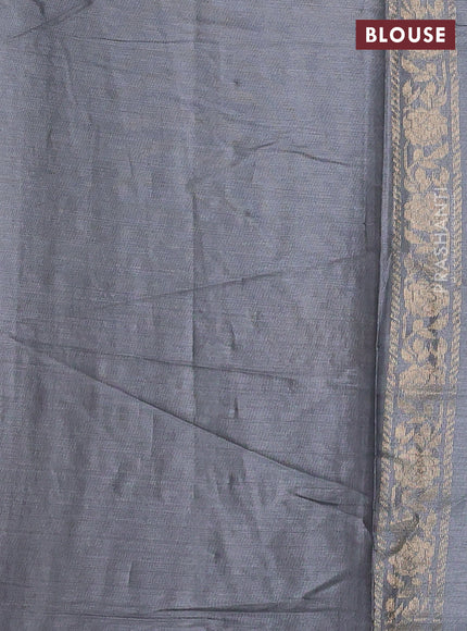 Banana silk saree grey with silver & zari woven buttas and zari woven border