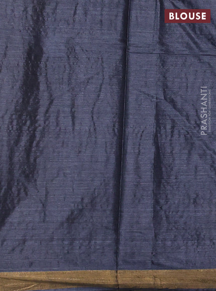 Banana silk saree dark grey with silver & gold zari woven buttas and zari woven border