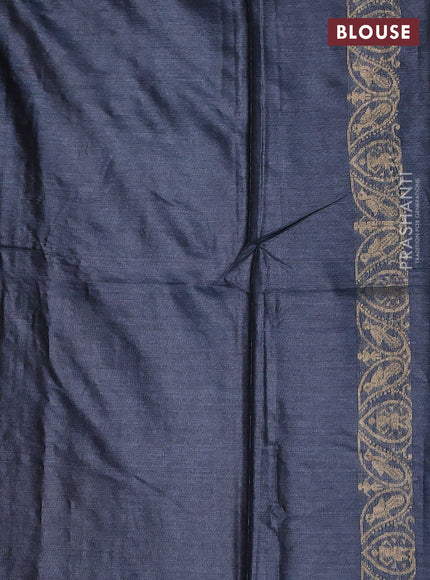 Banana silk saree black with silver & gold zari woven buttas and zari woven border