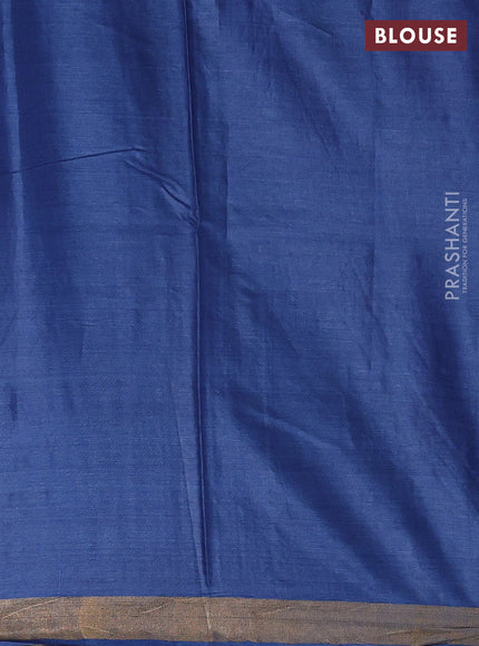 Banana silk saree blue with thread & zari woven paisley buttas and zari woven border