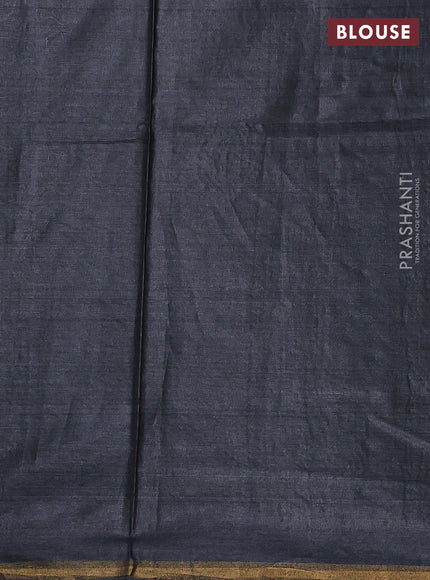 Banana silk saree black with thread & zari woven paisley buttas and zari woven border