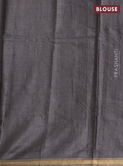 Banana silk saree datk grey with thread & zari woven paisley buttas and zari woven border