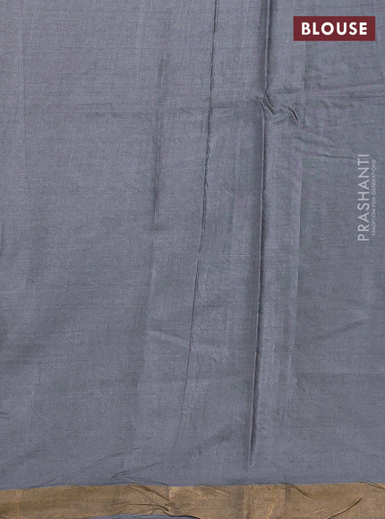Banana silk saree grey with thread & zari woven paisley buttas and zari woven border