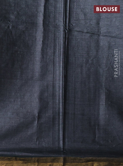 Banana silk saree elephant grey with allover silver & gold zari weaves and zari woven border