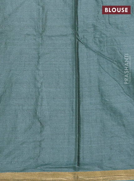 Banana silk saree green with allover silver & gold zari weaves and zari woven border