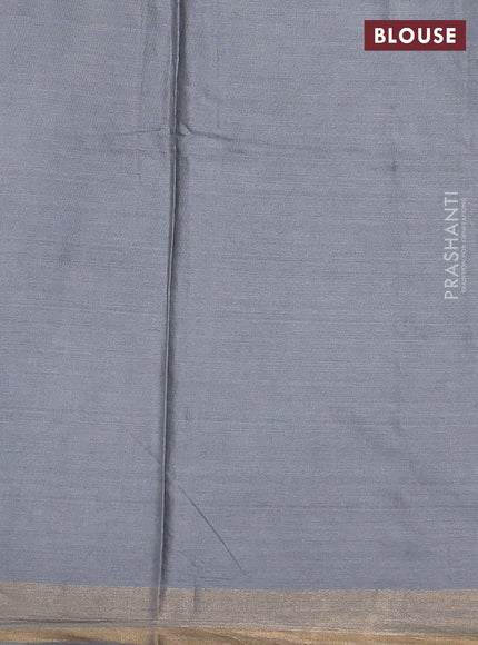Banana silk saree grey with silver & gold zari woven paisley buttas and zari woven border