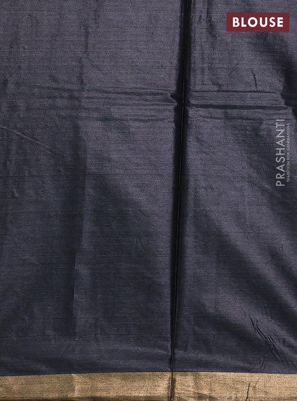 Banana silk saree black with silver & gold zari woven buttas and zari woven border