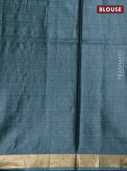 Banana silk saree green shade with silver & gold zari woven buttas and zari woven border