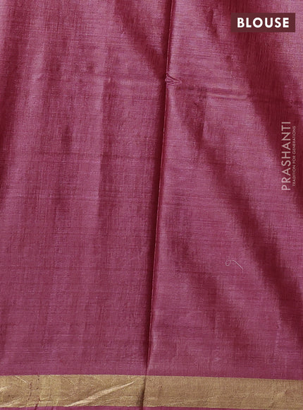 Banana silk saree pink with silver & gold zari woven buttas and zari woven border