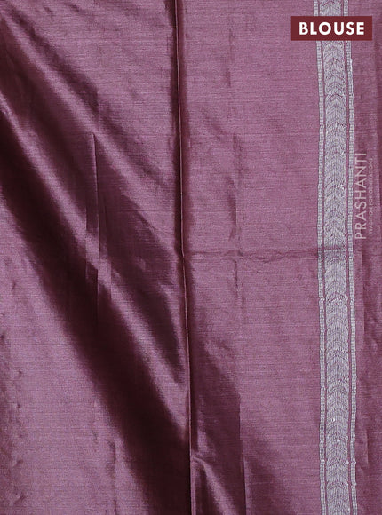 Banana silk saree wine shade with silver & gold zari woven buttas and zari woven border