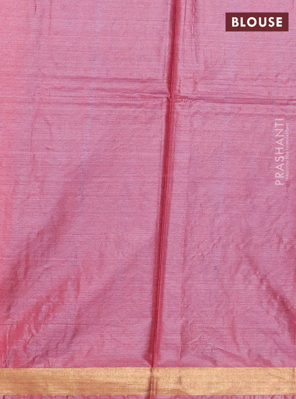 Banana silk saree blue and pink with silver & gold zari woven buttas and zari woven border