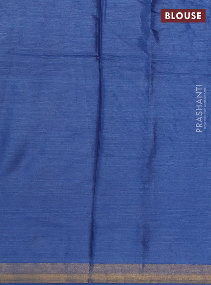 Banana silk saree blue with allover silver & gold zari woven buttas and zari woven border