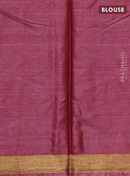 Banana silk saree wine shade with allover silver & gold zari woven buttas and zari woven border