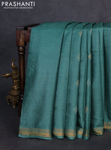 Banana silk saree green with allover silver & gold zari woven buttas and zari woven border