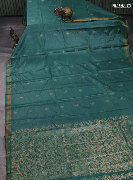 Banana silk saree green with allover silver & gold zari woven buttas and zari woven border