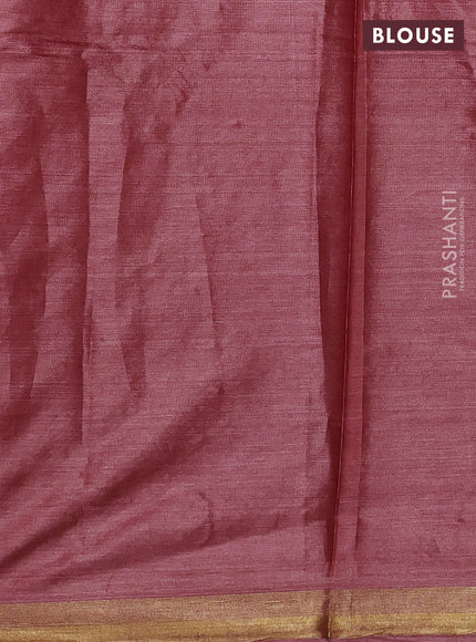 Banana silk saree maroon with allover silver & gold zari woven buttas and zari woven border