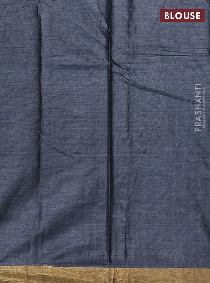 Banana silk saree elephant grey with allover silver & zari woven buttas and zari woven border
