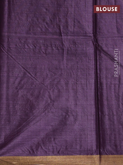 Banana silk saree purple with allover silver & zari woven buttas and zari woven border