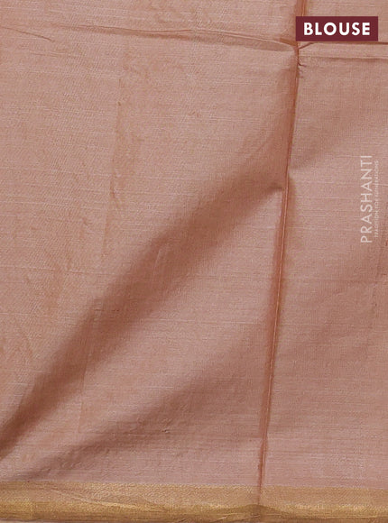 Banana silk saree peach shade with thread & zari woven buttas and zari woven border