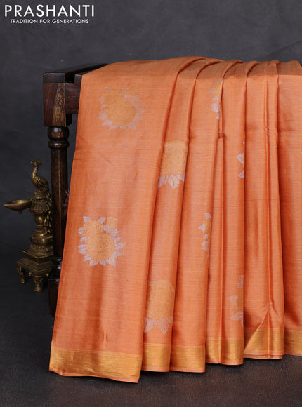 Banana silk saree wine shade with zari woven buttas and zari woven border