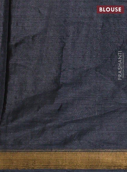 Banana silk saree elephant grey with zari woven buttas and zari woven border