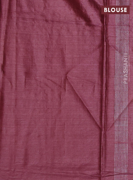 Banana silk saree wine shade with allover silver & gold zari woven buttas and zari woven border