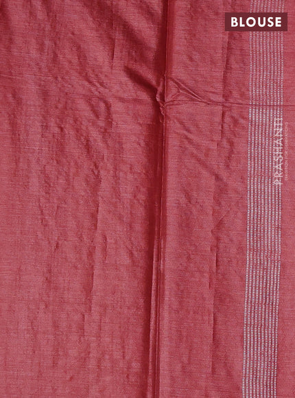 Banana silk saree rust shade with allover silver & gold zari woven buttas and zari woven border