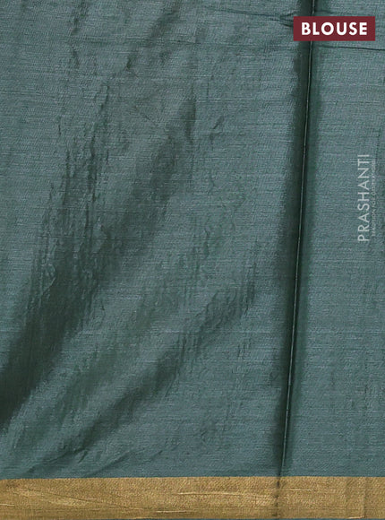 Banana silk saree green with allover thread & gold zari woven buttas and zari woven border