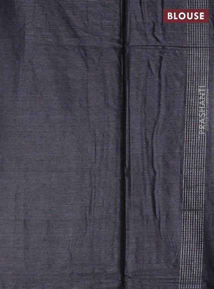 Banana silk saree dark grey with allover silver & gold zari woven buttas and zari woven border
